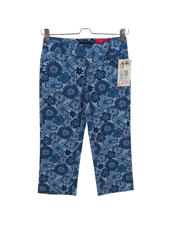 SO Pants - SO Juniors 0 Blue Flower Floral Stretch Crop Pants Cotton Blend Y2K 2000s NEW